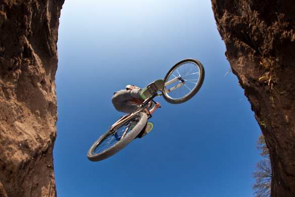 Boy going airborne with a dirt bike