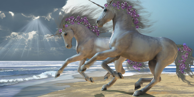 Unicorns Frolic on the Beach