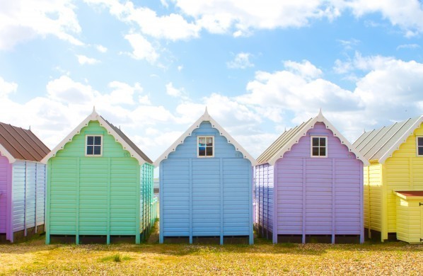 Traditional British beach huts