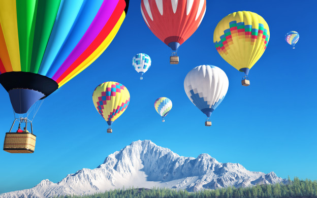 Brightly colored hot air balloons