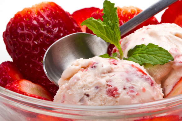 Strawberry ice cream with fruits