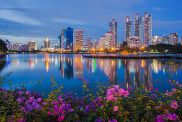 Bangkok cityscape with sunset