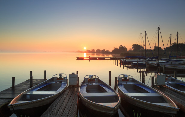 Tranquil, marina spring dawn