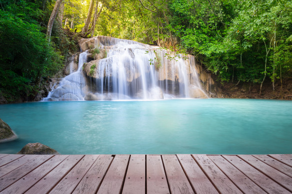 Deck over a waterfall