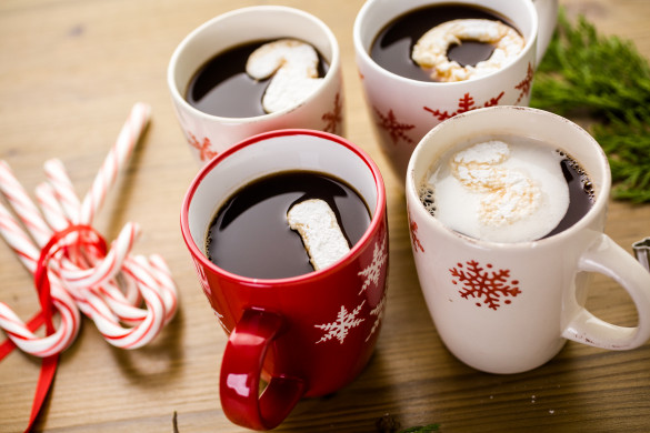 Four mugs of Hot chocolate