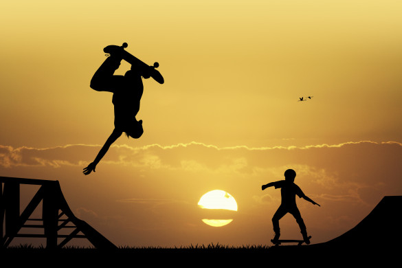 Skateboard at sunset