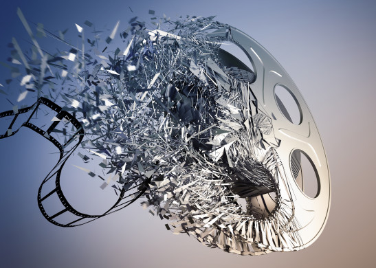 film reel shuttered into pieces