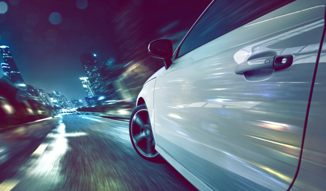 Speedy car at night