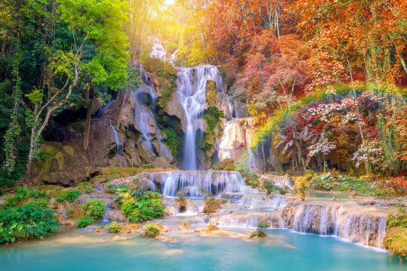 Multicoloured waterfall