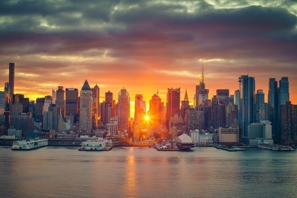 Cloudy sunrise over Manhattan