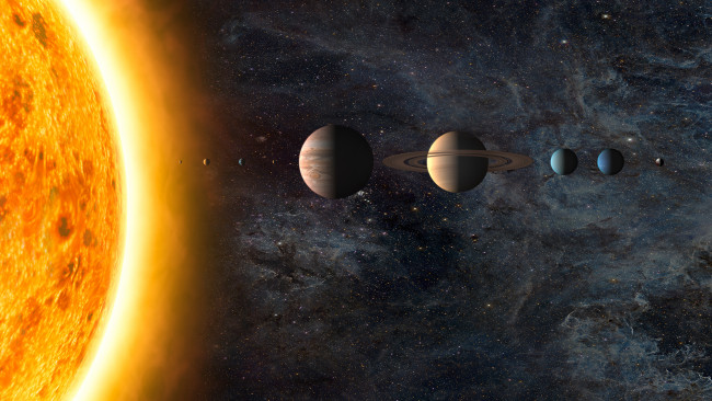 The amazing view of Solar system