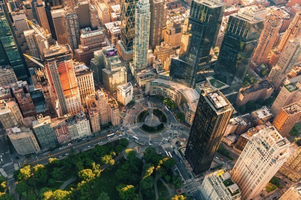 Aerial view of Columbus Circle in New York