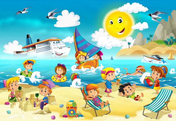 kids playing at the beach