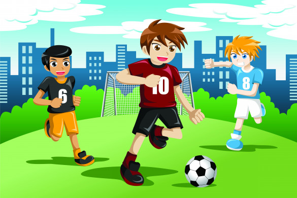 Kids playing soccer