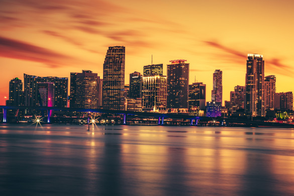 CIty of Miami at sunset