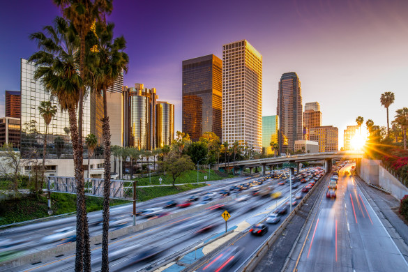 Sunset in Los Angeles Downtown