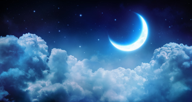 Romantic Moon In Starry Night