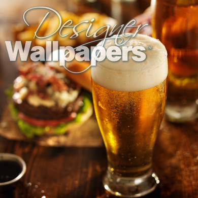 beer with hamburgers on restaurant table