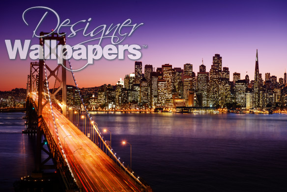 San Francisco skyline and Bay Bridge at sunset