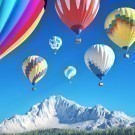Brightly colored hot air balloons