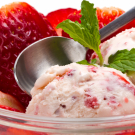 Strawberry ice cream with fruits