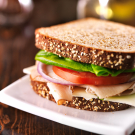 Turkey sandwich on whole wheat with swiss cheese