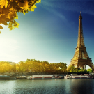 Seine in Paris with Eiffel tower in autumn season