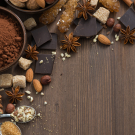 chocolate, cocoa, nuts and spices