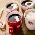 Four mugs of Hot chocolate