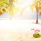 Summer coconut cocktail on the beach