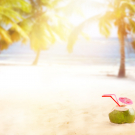 Summer coconut cocktail on the beach