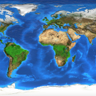 World map and landforms