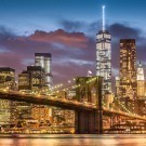 Brooklyn Bridge at twilight time in New York