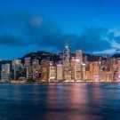 Hong Kong Victoria Harbor in magic hour