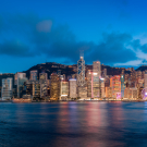 Hong Kong Victoria Harbor in magic hour