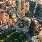 Aerial view of Columbus Circle in New York