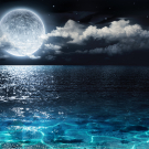 Romantic full moon on sea