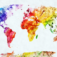Watercolor world map