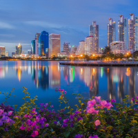 Bangkok cityscape with sunset