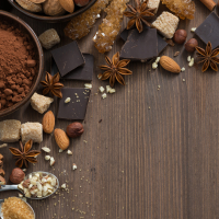 chocolate, cocoa, nuts and spices