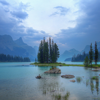 Spirit Island in the Canadian Rockies
