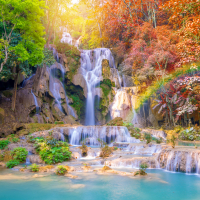 Multicoloured waterfall
