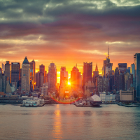 Cloudy sunrise over Manhattan