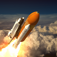 Space Shuttle In The Clouds