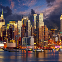 Manhattan Midtown skyline at twilight