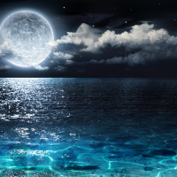Romantic full moon on sea