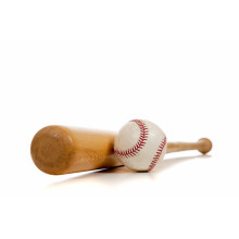 Baseball and wooden bat