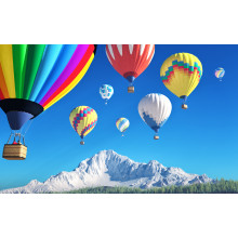 Brightly colored hot air balloons