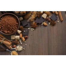 chocolate, cocoa, nuts and spices