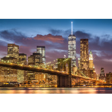 Brooklyn Bridge at twilight time in New York